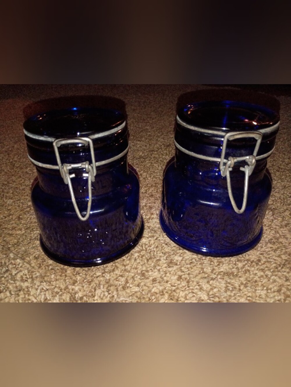 Crownford Cobalt Blue Glass Canister Set VERY RARE made in Italy